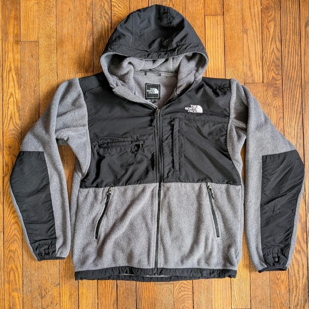 The North Face Denali Grey & Black Fleece Hooded Jacket